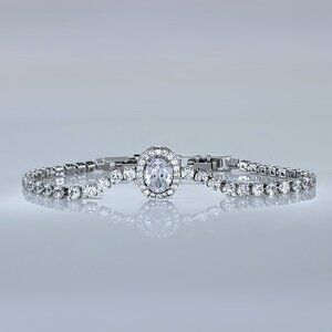 Solid 925 Silver Womens 2ct Oval Diamond Tennis Bracelet Jewelry 7" Jewelry New